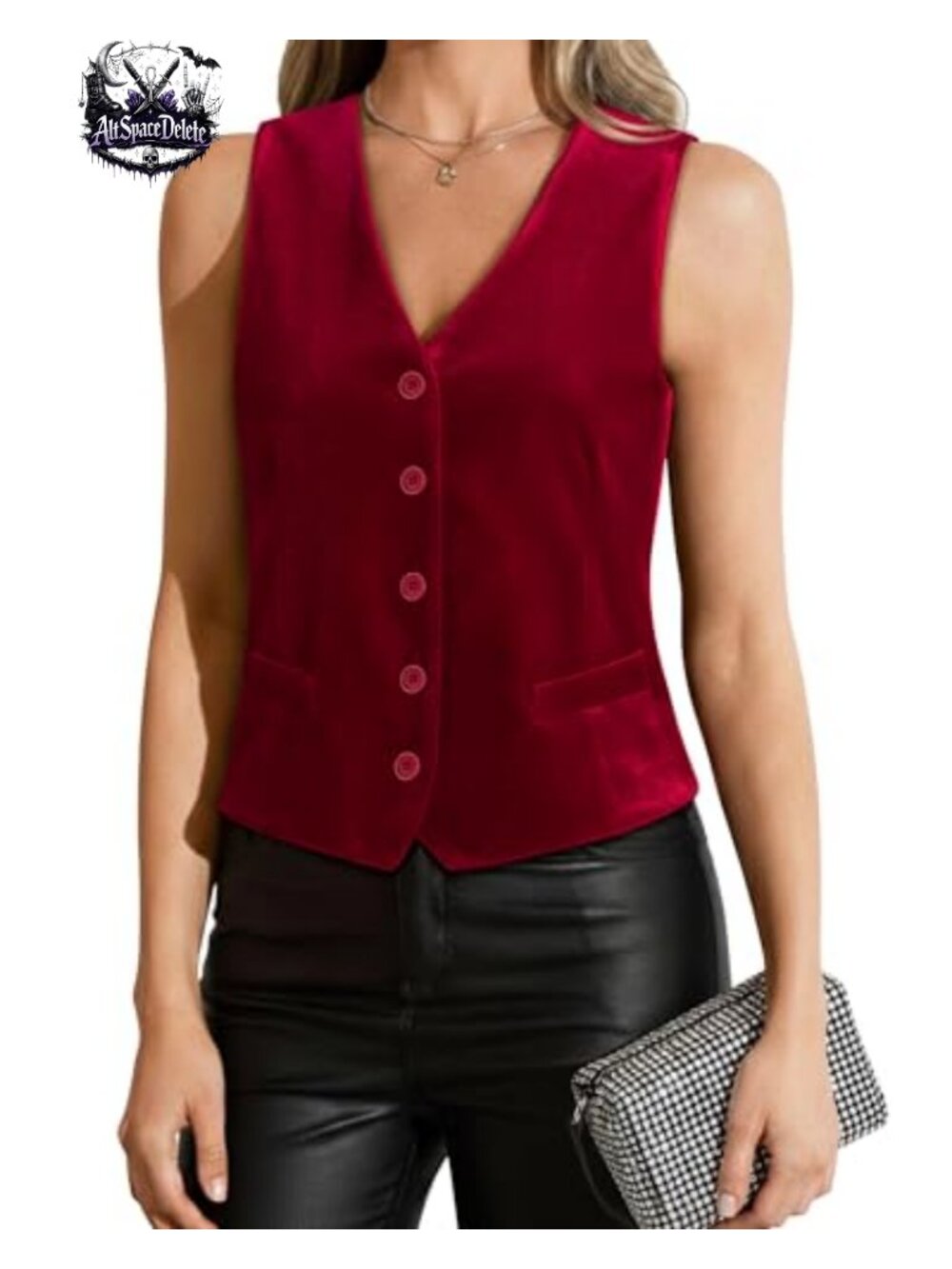 Velvet Sleeveless Button Down V-Neck Waistcoat Vest Dressy Fall Winter
